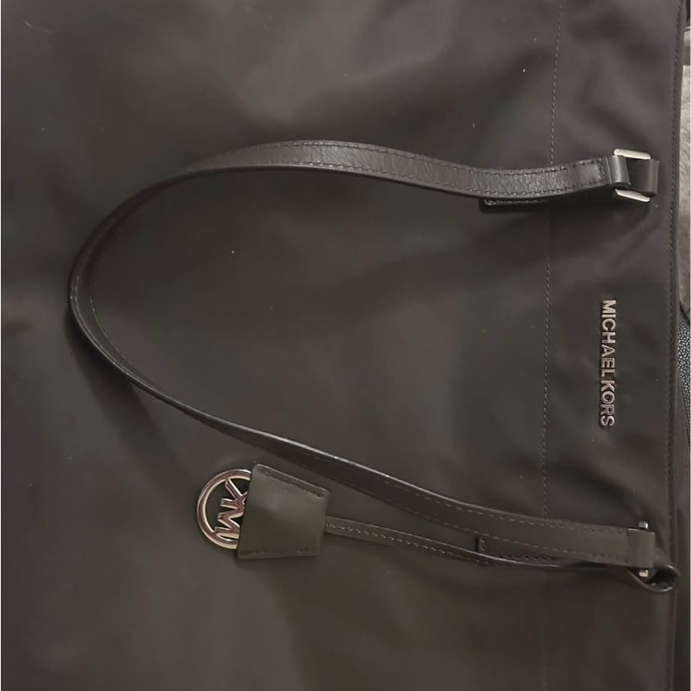 Michael Kors Black Nylon Tote with MK Logo Charm